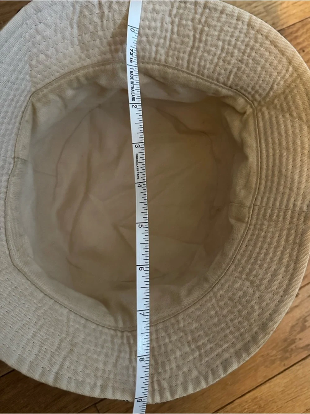 Burberry Beige Plaid Bucket Hat with Black & Red Accents